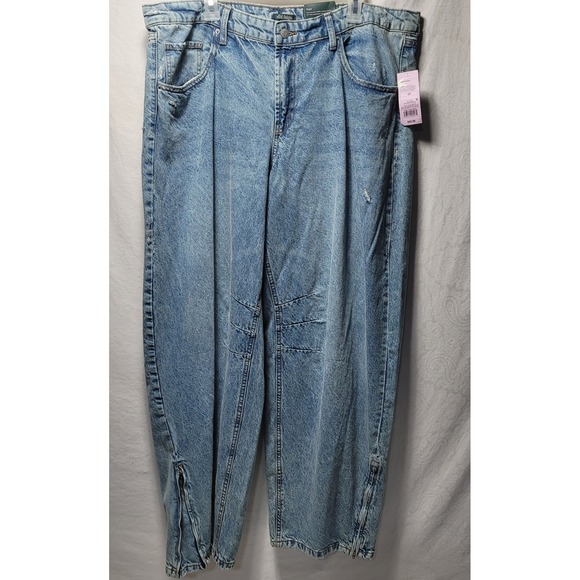 Wild Fable Barrel Jeans Low Rise Acid Wash Zipper Ankle 17 Rigid - Picture 1 of 12